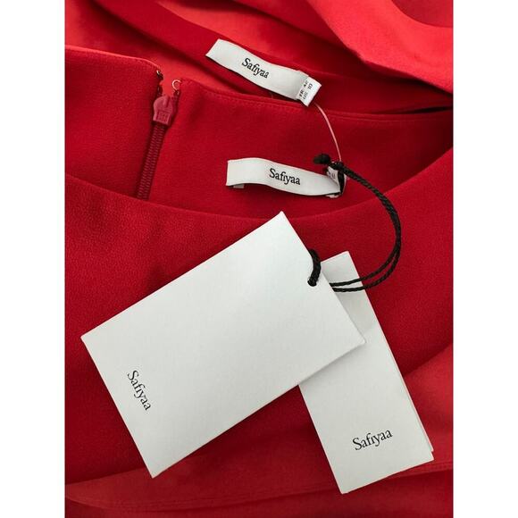 SAFIYAA EVANGELINA CAPED CREPE GOWN RED - Picture 11 of 13